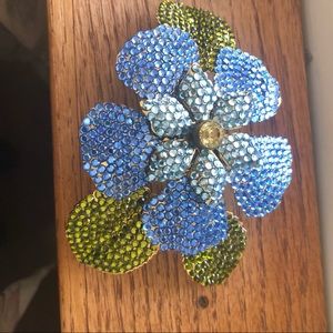 Lee Angel massive rhinestone encrusted Flower Pin